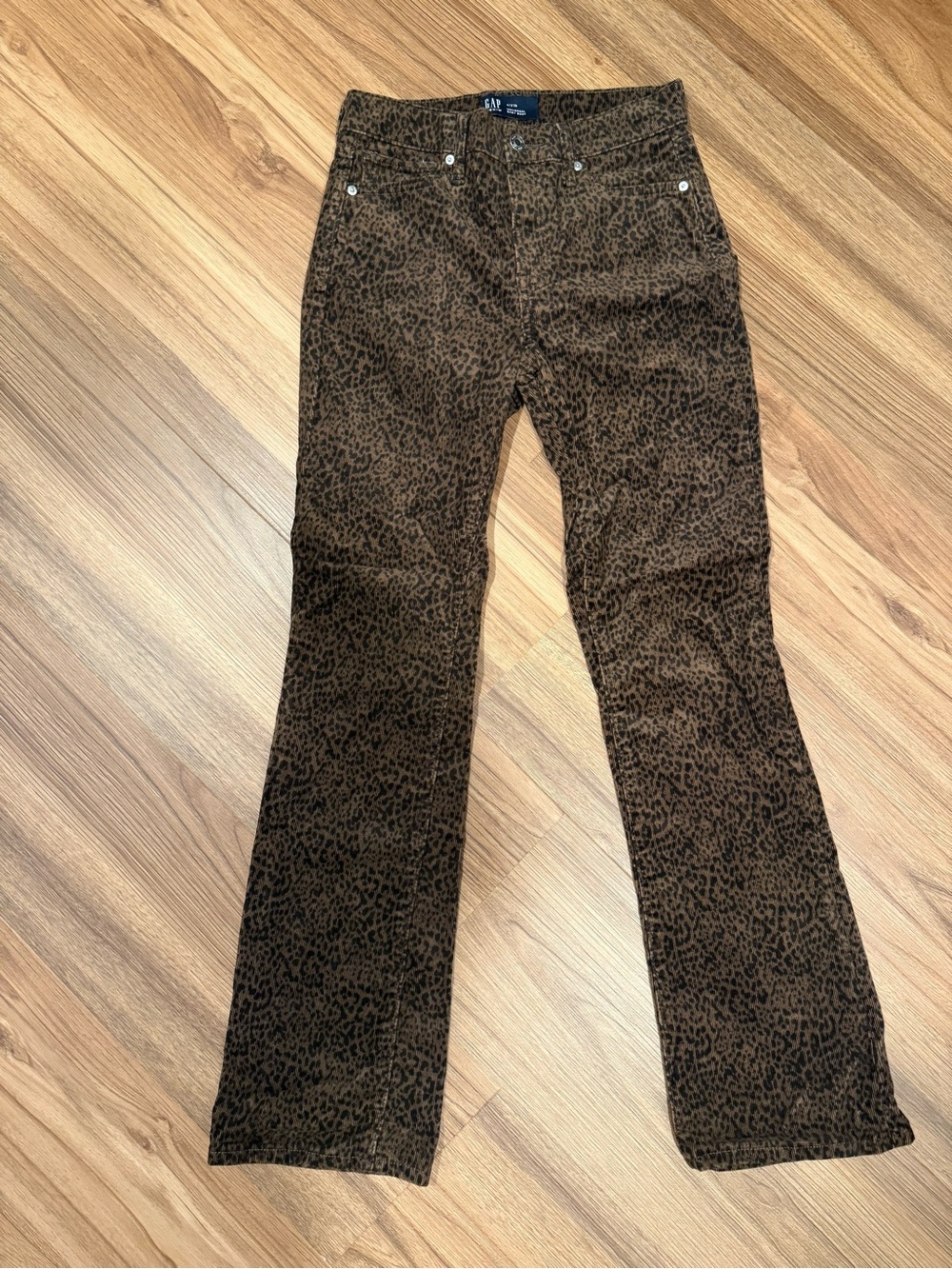 GAP Brown Leopard Print Wide-Leg Jeans